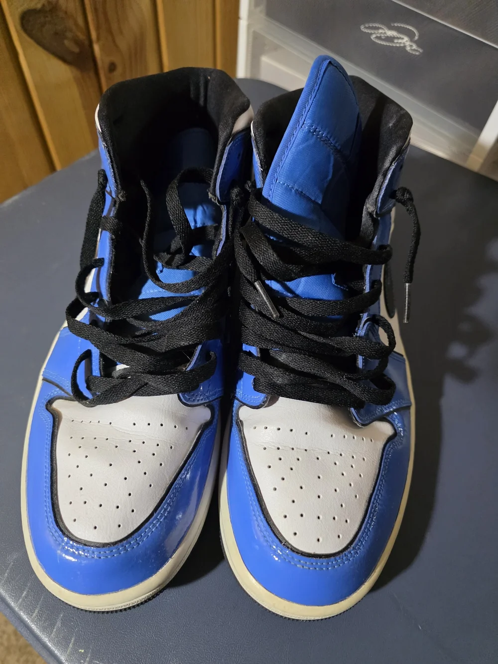 Jordan Men's High-Top Sneakers in Blue, White and Black